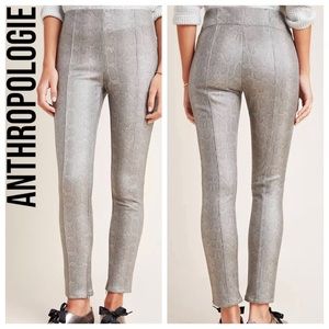 Anthropologie Metallic Snake Print Ponte Zip Ankle Moto Pants ~ Size 32